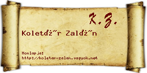 Koletár Zalán névjegykártya