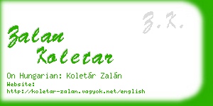 zalan koletar business card